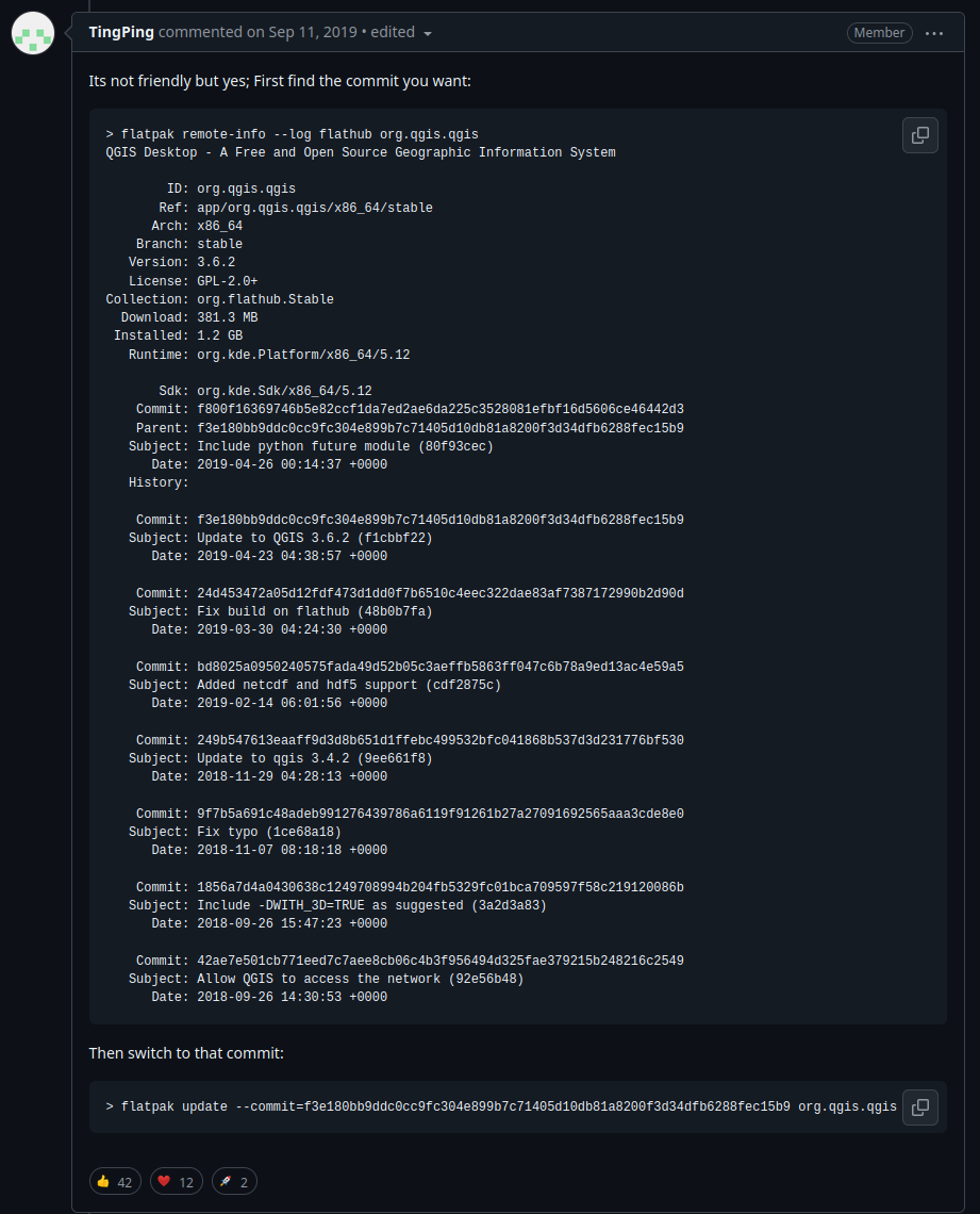 How to switch versions in Flatpak